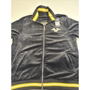 JACKET TRACK True Religion MENS XL Velour Tour Logo JETT Black Full Zip NWT